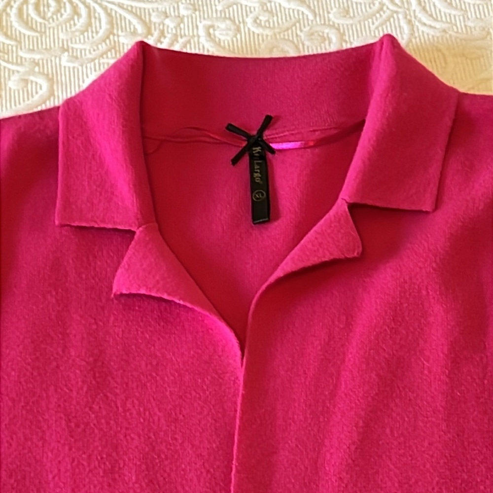 Bright pink sweater jacket. XL. Like New - Picture 7 of 8